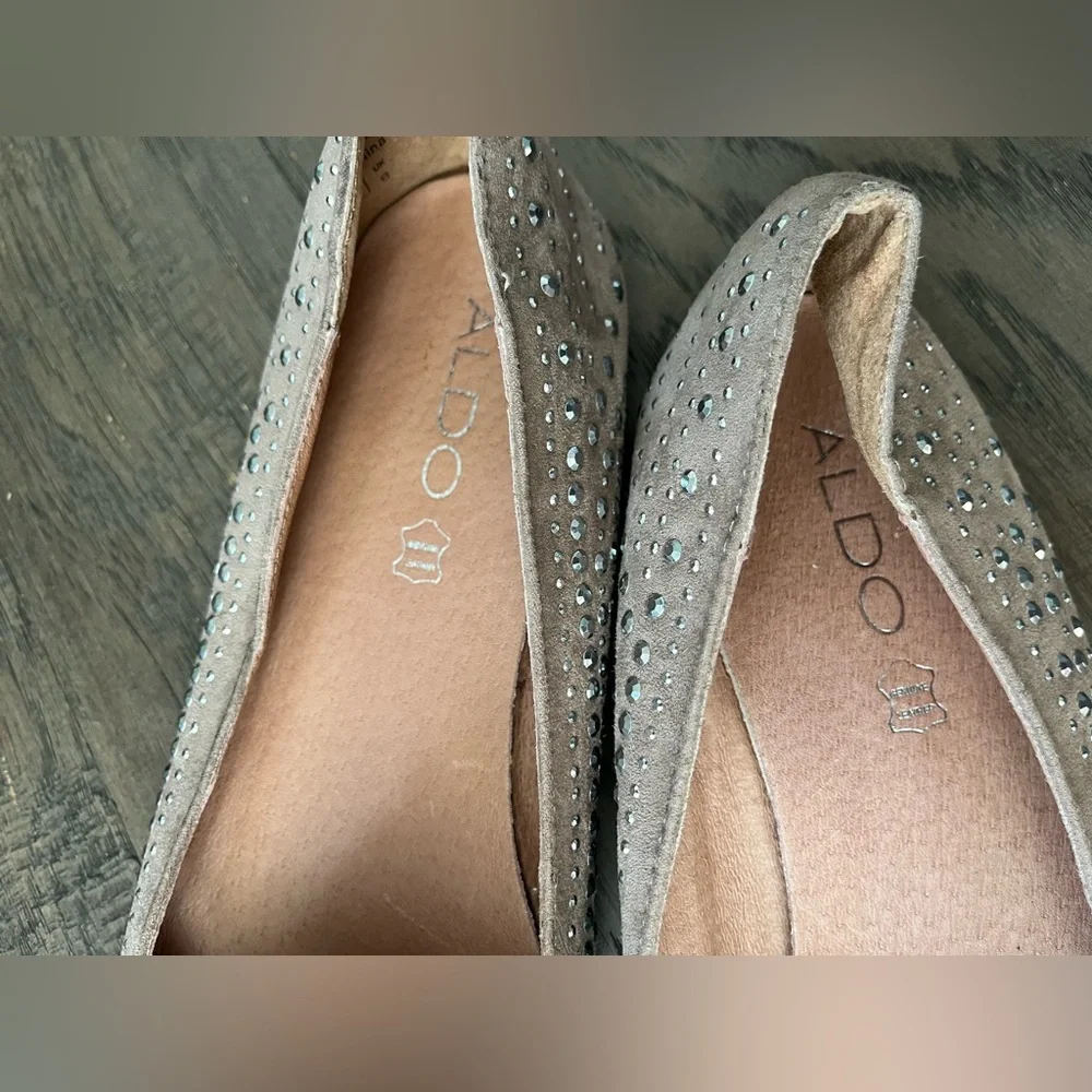 Aldo Taupe Suede Studded Slip-On Loafers